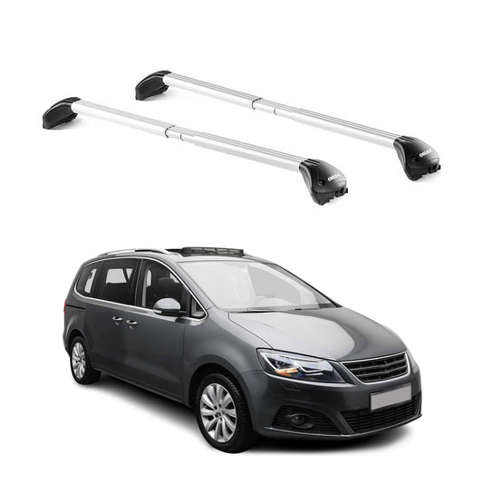 Portbagaj de plafon pentru Seat Alhambra 1996-2020 5 uși 100kg aluminiu argintiu 2x ABE