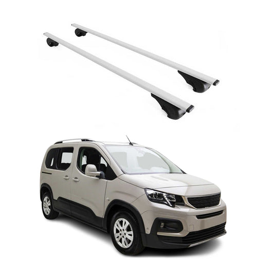 Portbagaj de plafon pentru Peugeot Rifter 2018-2025 75kg, metal, argintiu, 2 buc.