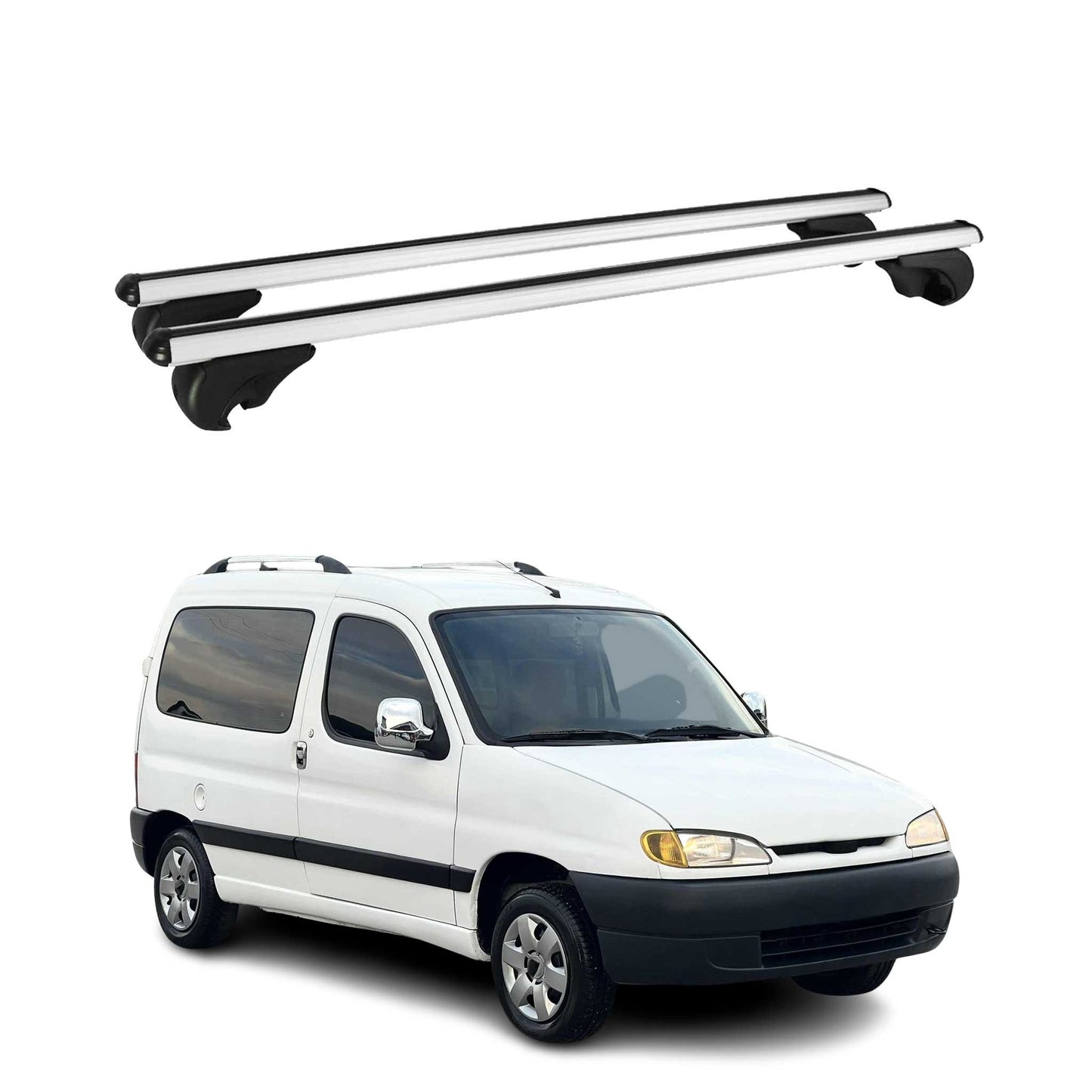 Portbagaj de plafon pentru Peugeot Partner mk1 1996-2002 Pre-FL 75kg Gri aluminiu 2x