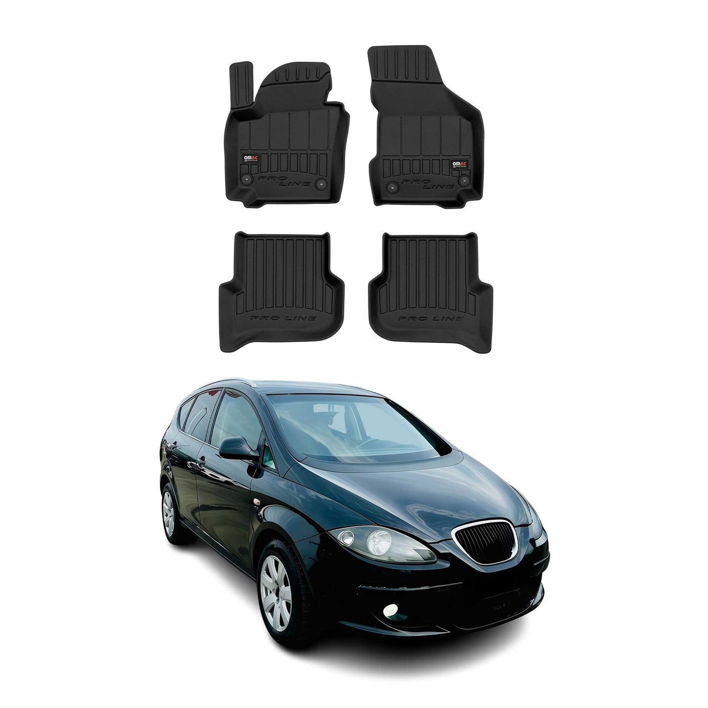 OMAC Gummi Fußmatten für Seat Altea 2004-2015 Premium TPE Automatten Schwarz 4x