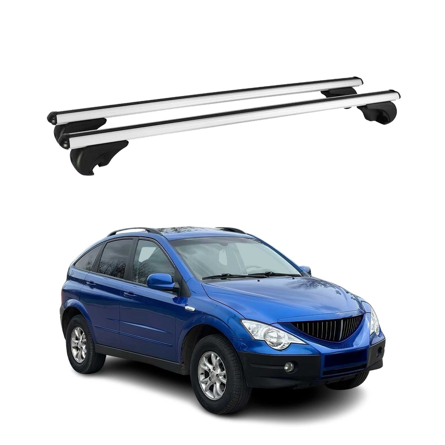 Portbagaj de plafon pentru SsangYong Actyon 2006-2011 75kg aluminiu argintiu 2 buc