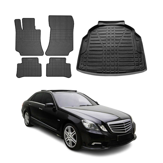 Fußmatten & Kofferraumwanne Set für Mercedes E Klasse W212 2009-2016 Gummi 5x