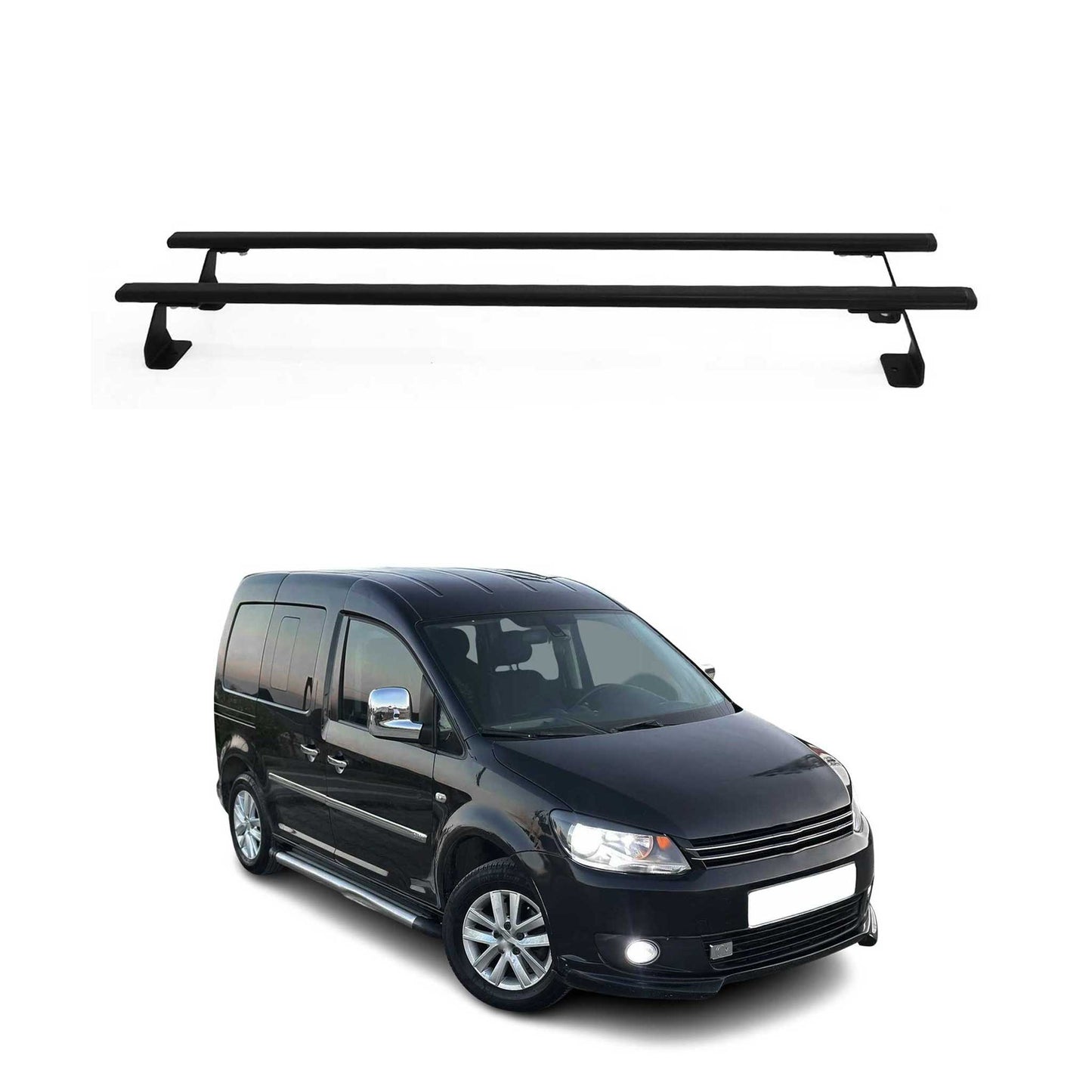 Dachträger Grundtäger für VW Caddy 2004-2015 75kg Stahl Schwarz 2 tlg