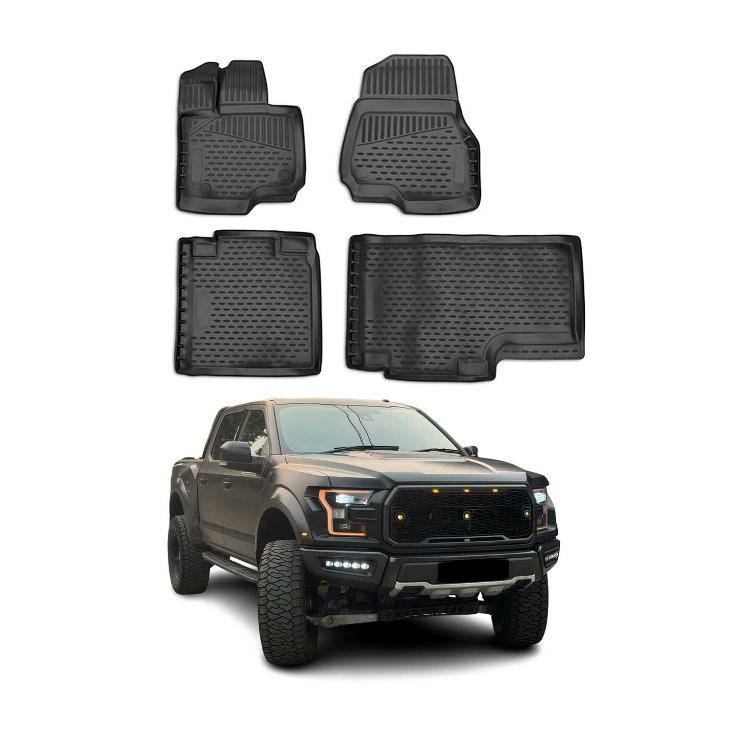 2015-2020 Ford F150 Fußmatten TPE Schwarz 4 tlg