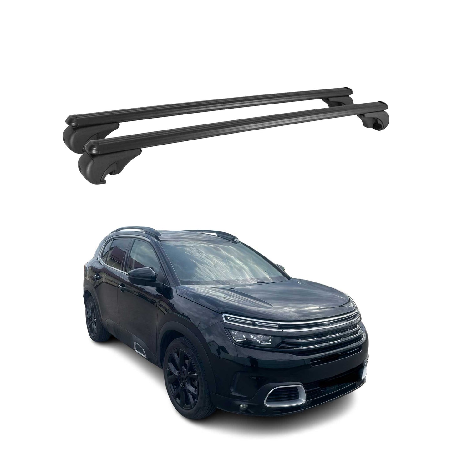 Dachträger Grundtäger für Citroen C5 Aircross 2018-2025 75kg Alu Schwarz 2 tlg