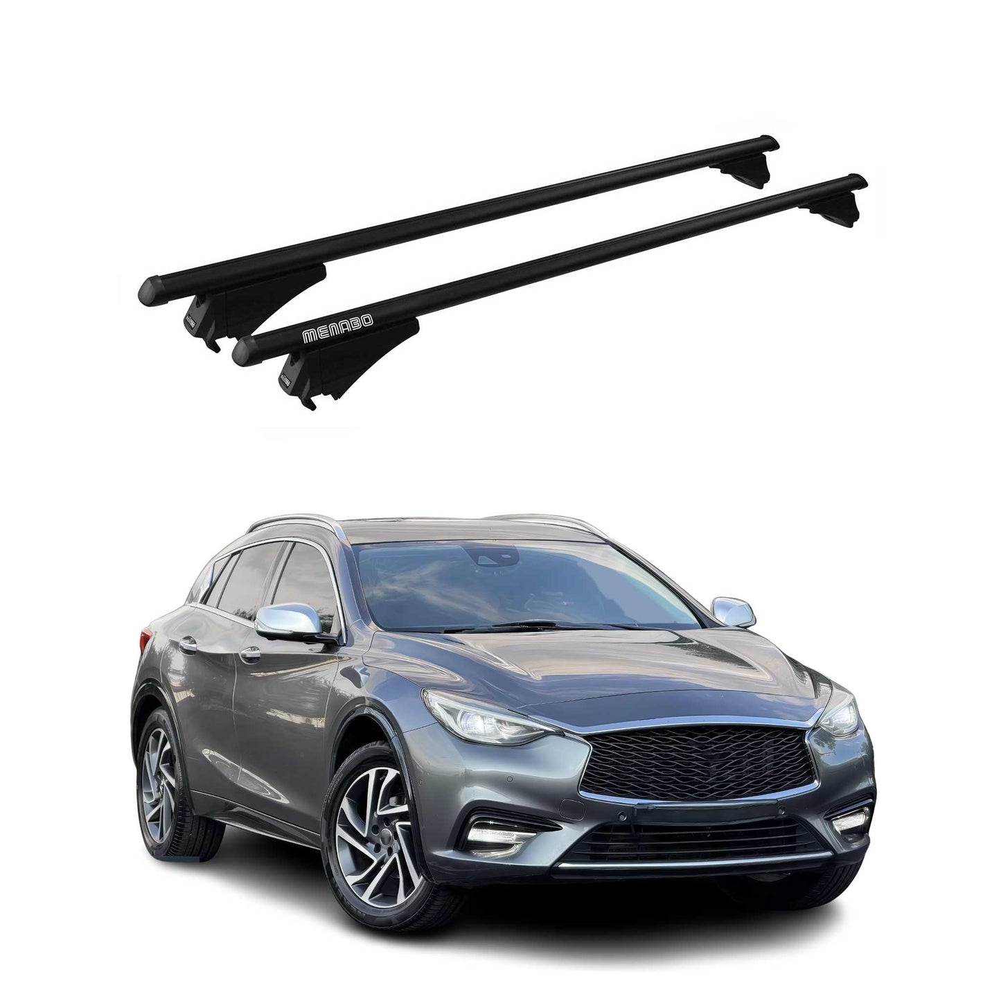 Menabo Grundträger Dachträger für Infiniti Q30 2015-2019 ABE Alu Schwarz 2x
