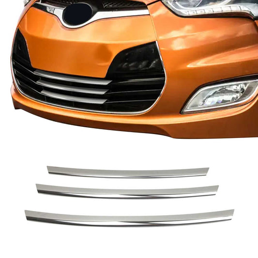 Benzi grilă radiator pentru Hyundai Veloster 2011-2017, crom-argintiu, 3x