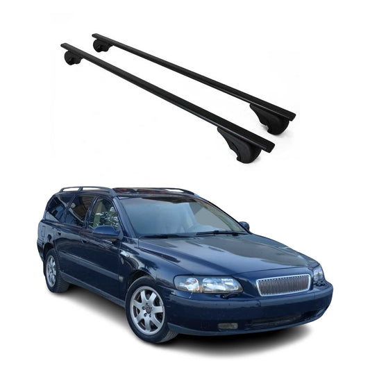 Portbagaj de plafon pentru Volvo V70 1996-2000 75kg, negru metalic, 2 buc.