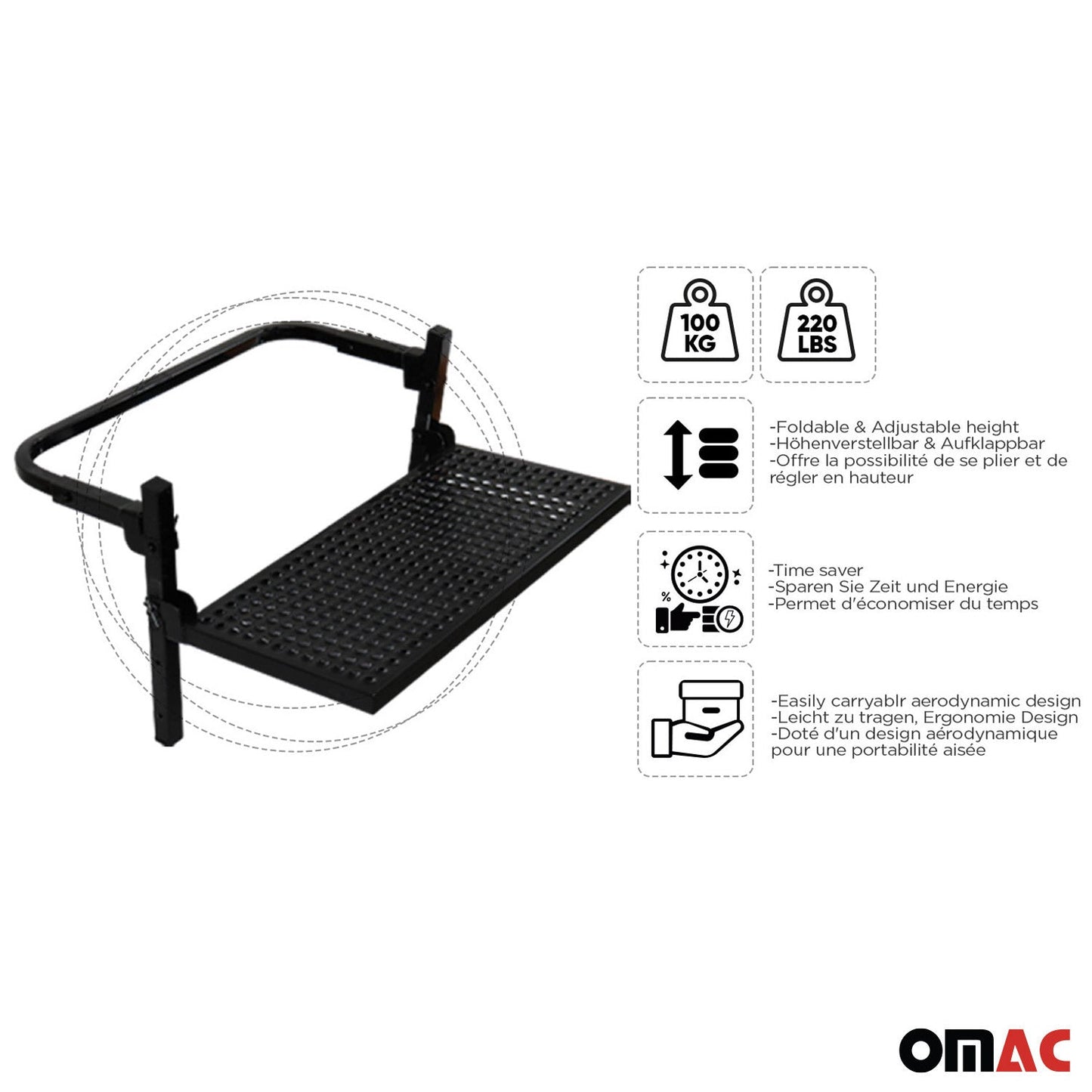 Radtritt Trittstufe Rad Stufe für VW Golf 2019-2025 Klappbar Faltbar 55cm Stahl