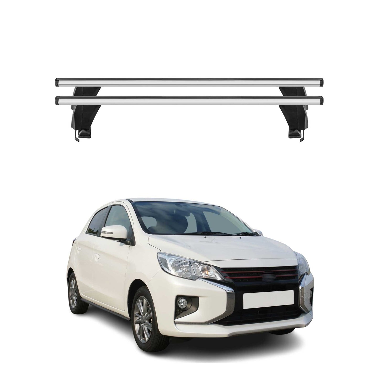 Menabo Dachträger für Mitsubishi Space Star mk2 2016-2020 FL 50kg Alu Silber 2x
