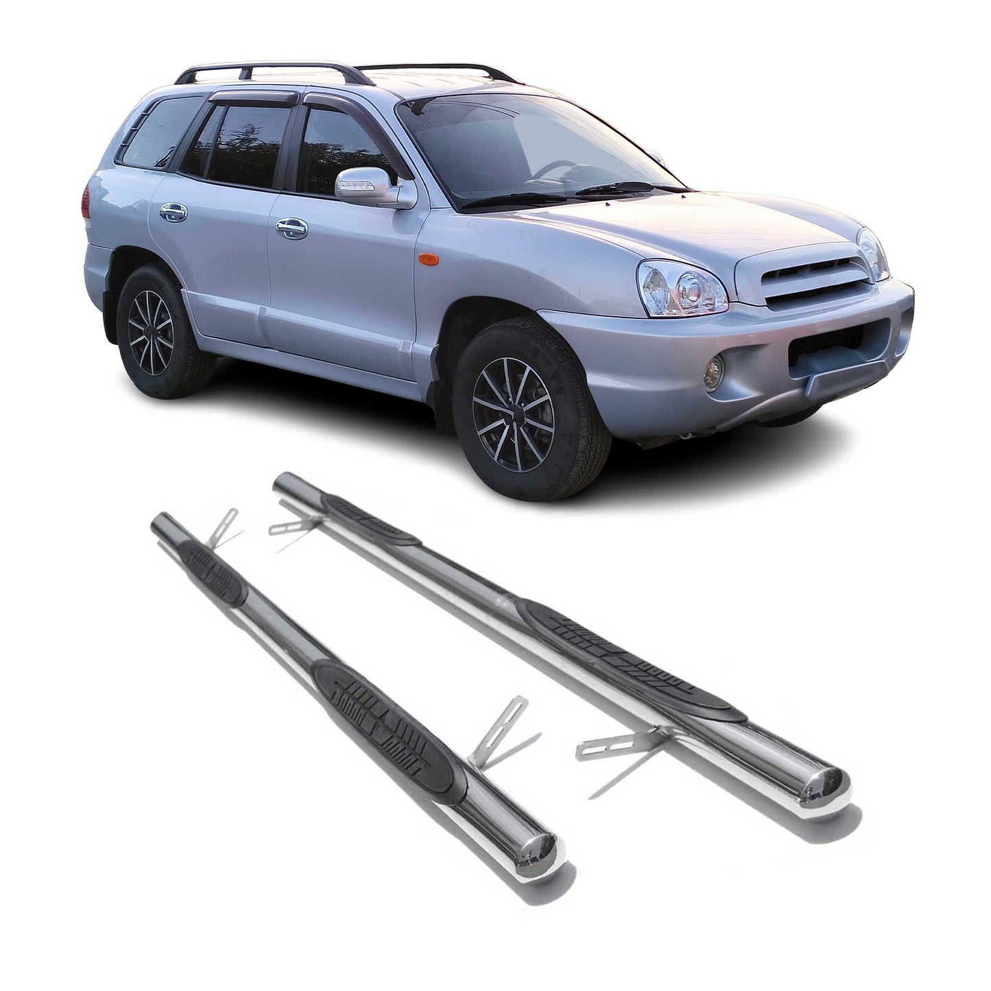 Trepte laterale/scări din oțel inoxidabil pentru Hyundai Santa Fe 2006-2012, argintii