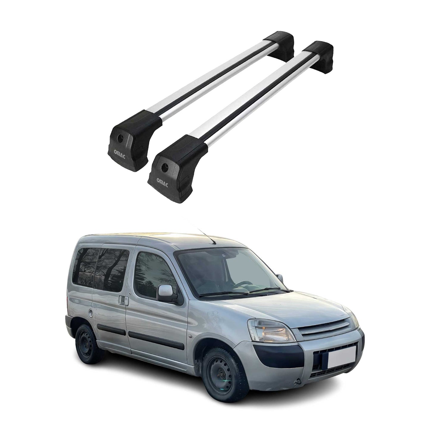 Portbagaj de plafon pentru Citroen Berlingo 1996-2008 75kg aluminiu argintiu 2x