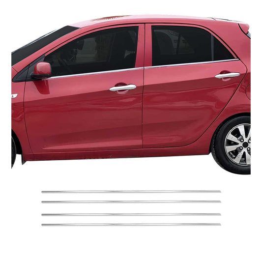 Benzi decorative pentru geamuri Kia Picanto hatchback 2011-2017, oțel inoxidabil, set 4 piese
