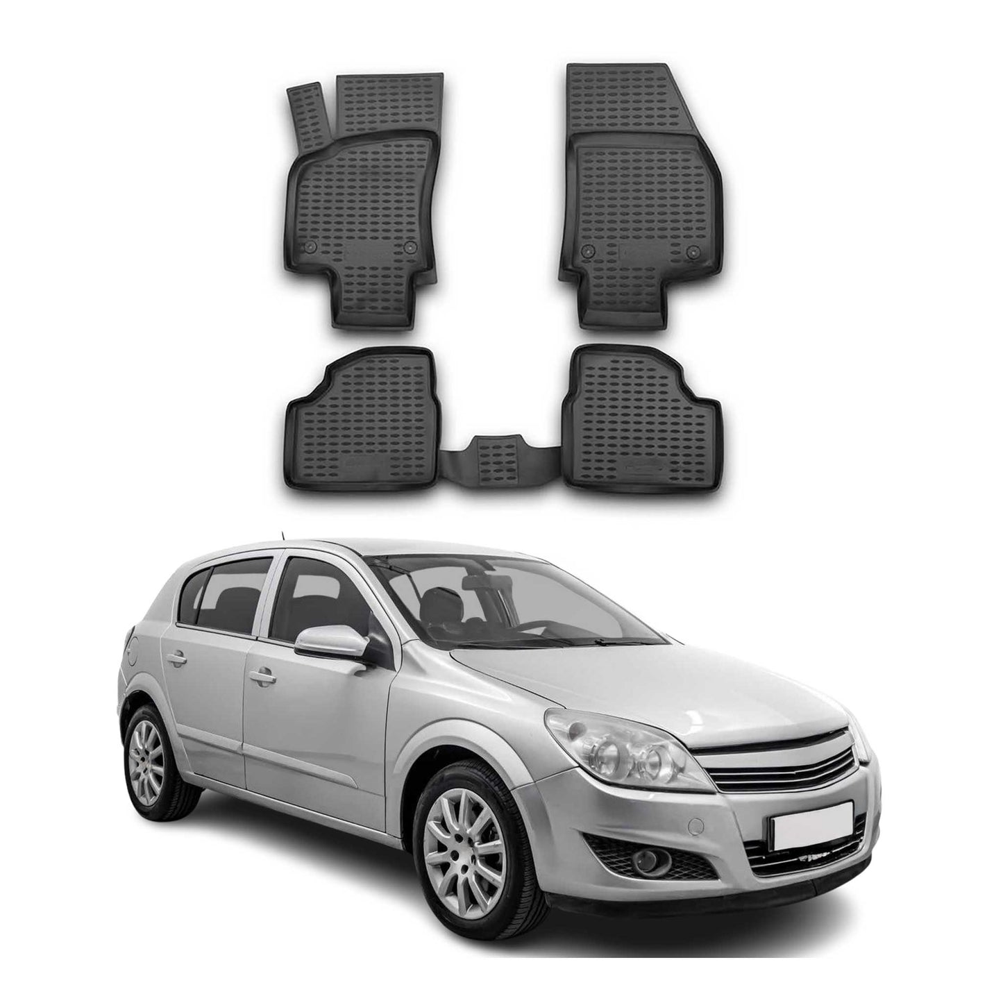 OMAC Gummimatten Fußmatten für Opel Astra 2004-2015 TPE Automatten Schwarz 4x