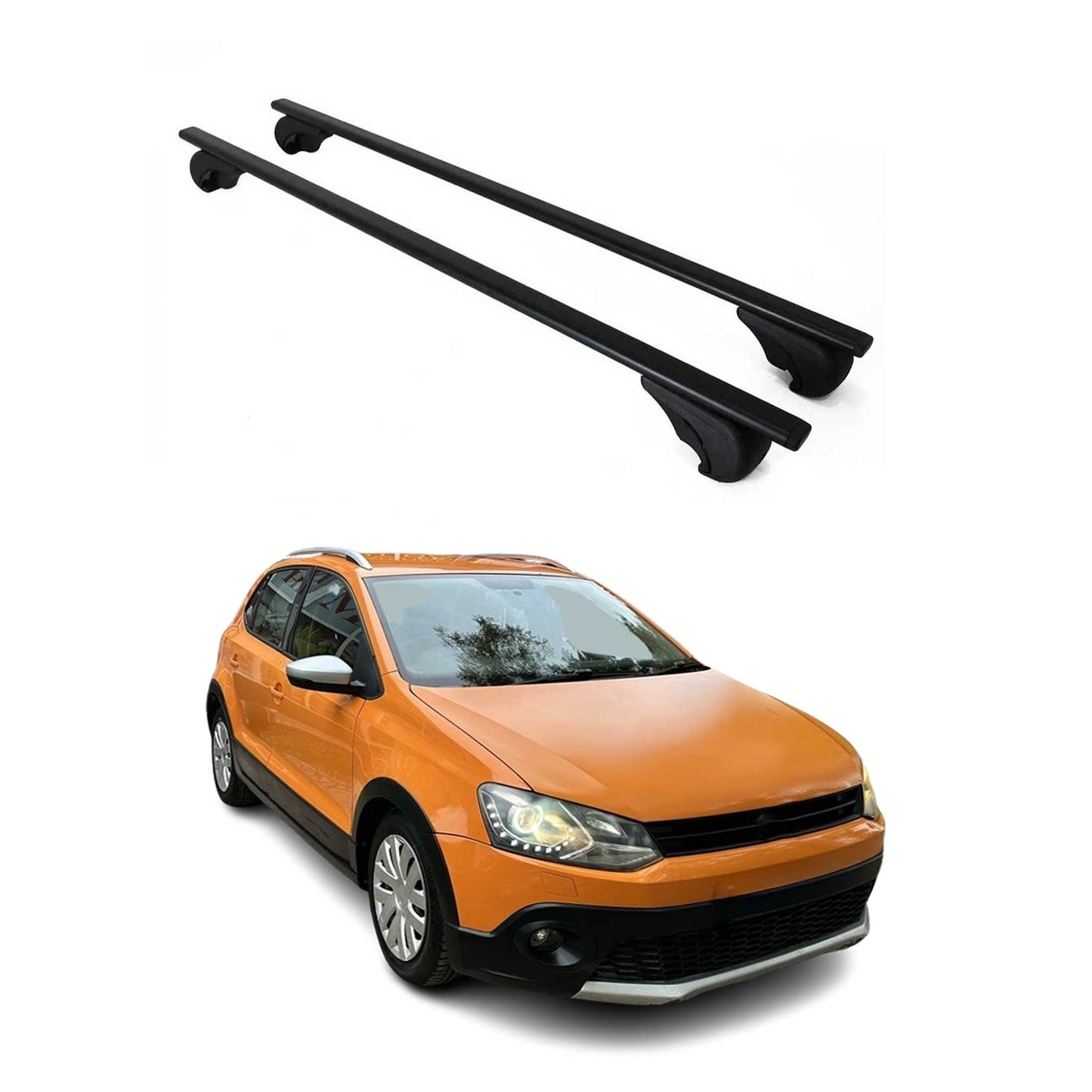 Dachträger Grundtäger für VW Polo Schrägheck 2009-2017 75kg Metall Schwarz 2 tlg