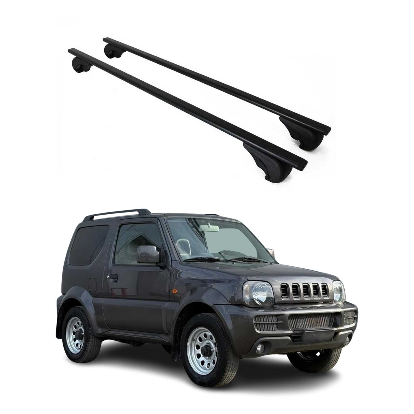 Portbagaj de plafon pentru Suzuki Jimny mk3 1998-2018 75kg, negru metalic, 2 buc.
