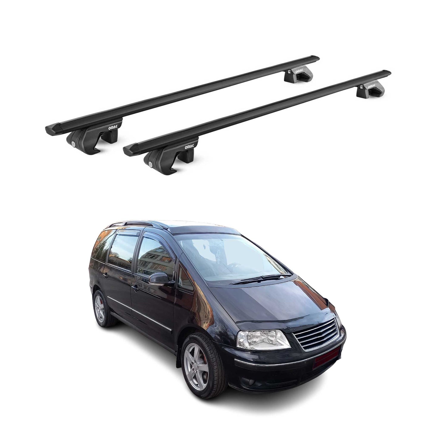 Dachträger Grundtäger für VW Sharan 7M 7N 1995-2022 5 tür 90kg Alu Schwarz ABE