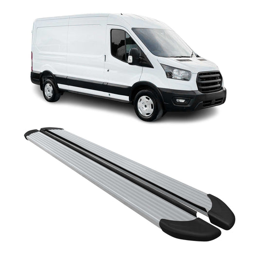 Trittbretter Seitenschweller für Ford Transit 2014-2025 L3 Aluminium Silber 2x