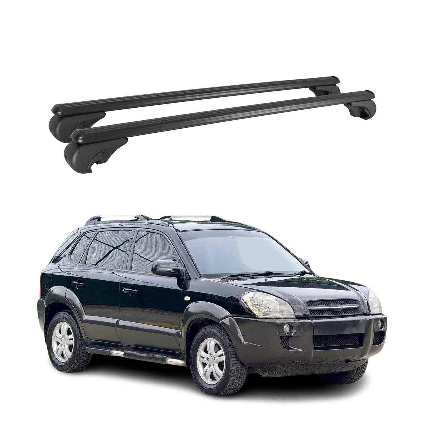Dachträger für Hyundai Tucson 2004-2010 Gepäckträger Grundträger Alu Schwarz 2x