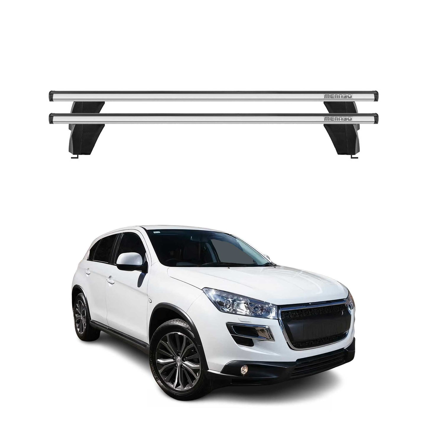 Menabo Dachträger Grundtäger für Peugeot 4008 2012-2017 75kg Alu Silber 2tlg