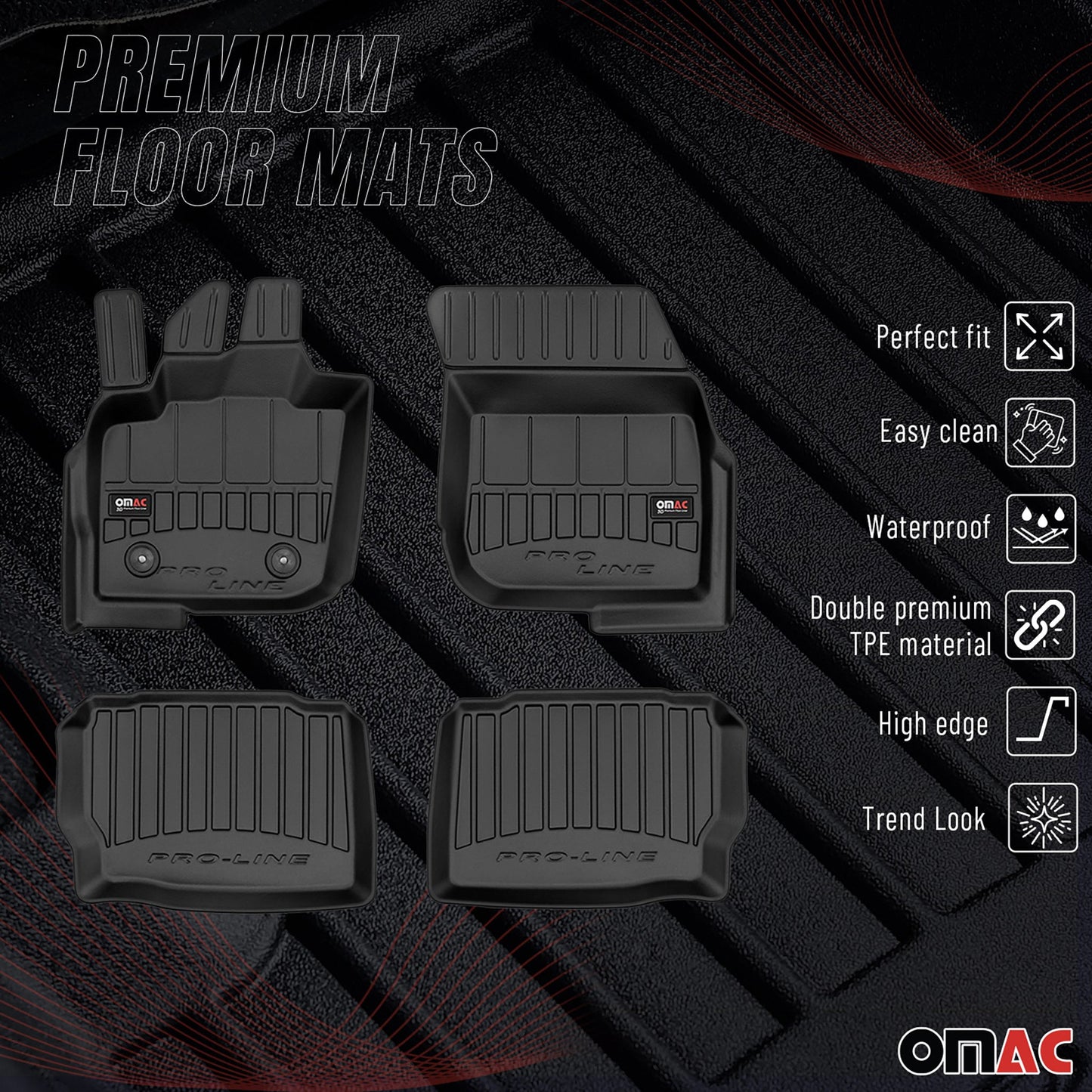 2014-2022 Ford Mondeo mk5 Fußmatten TPE Schwarz 4 tlg