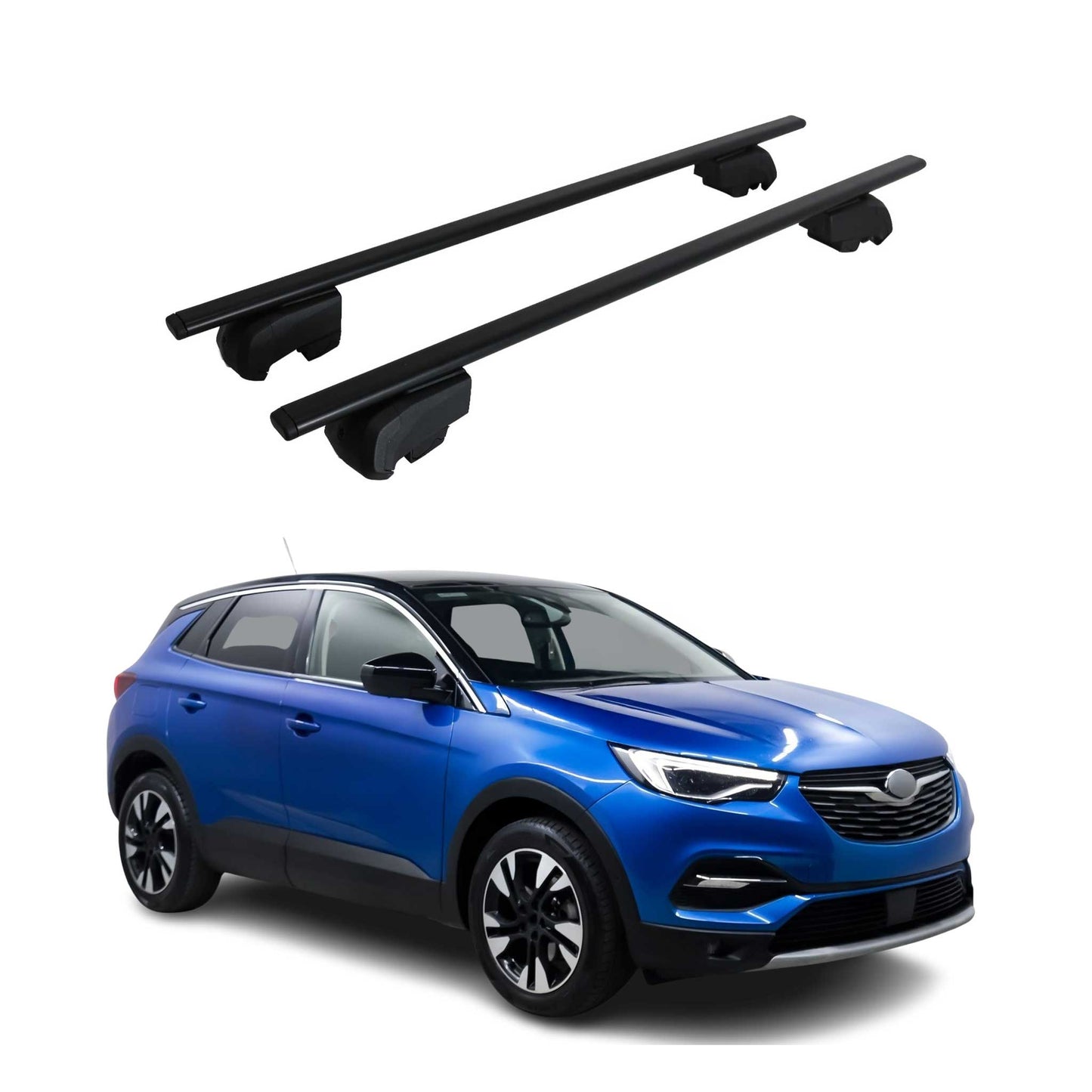 Portbagaj de plafon pentru Opel Grandland X Hybrid 2020-2024 75kg, negru metalic