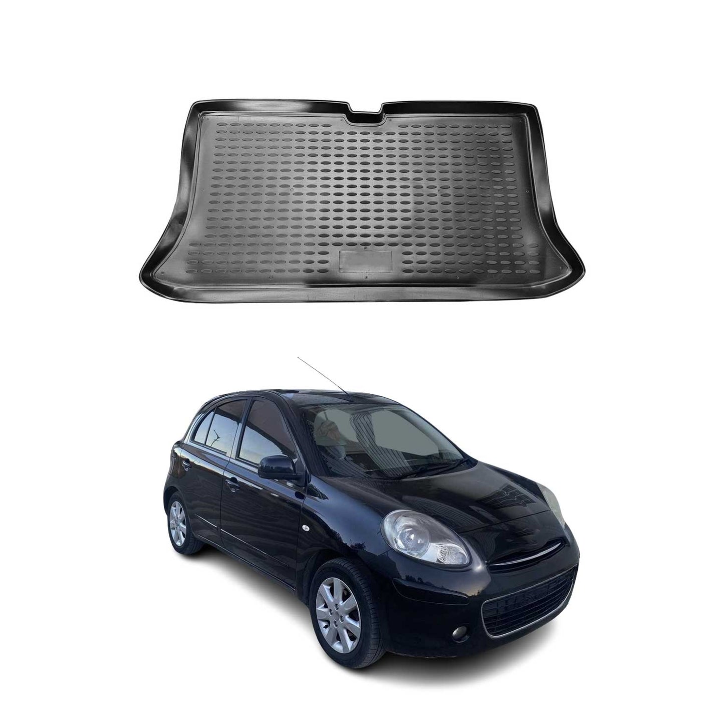 Kofferraummatte Kofferraumwanne für Nissan Micra 2010-2016 Gummi TPE Schwarz