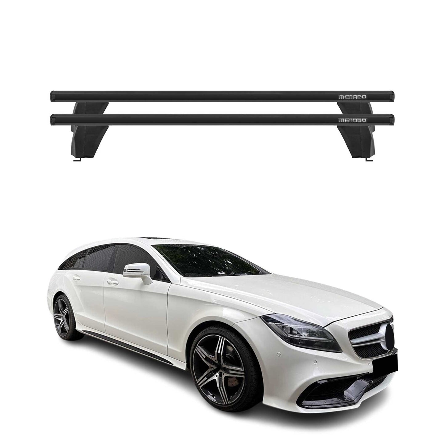 Menabo Dachträger Grundtäger für Mercedes CLS X218 2012-2017 75kg Alu Schwarz 2x
