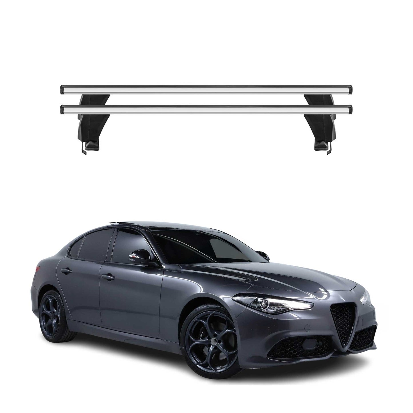 Menabo Dachträger Grundtäger für Alfa Romeo Giulia 2015-2025 50kg Alu Silber 2x