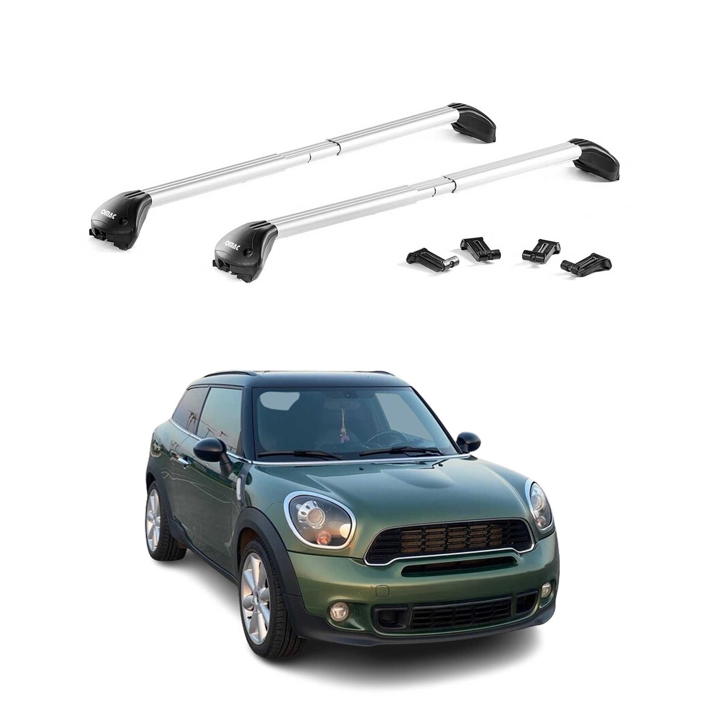 Portbagaj de plafon pentru Mini Paceman R61 2013-2016 100kg aluminiu argintiu 2 piese ABE
