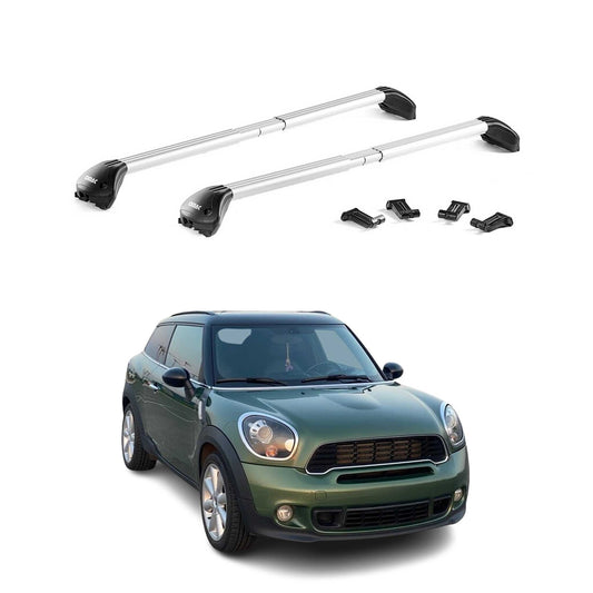 Portbagaj de plafon pentru Mini Paceman R61 2013-2016 100kg aluminiu argintiu 2 piese ABE