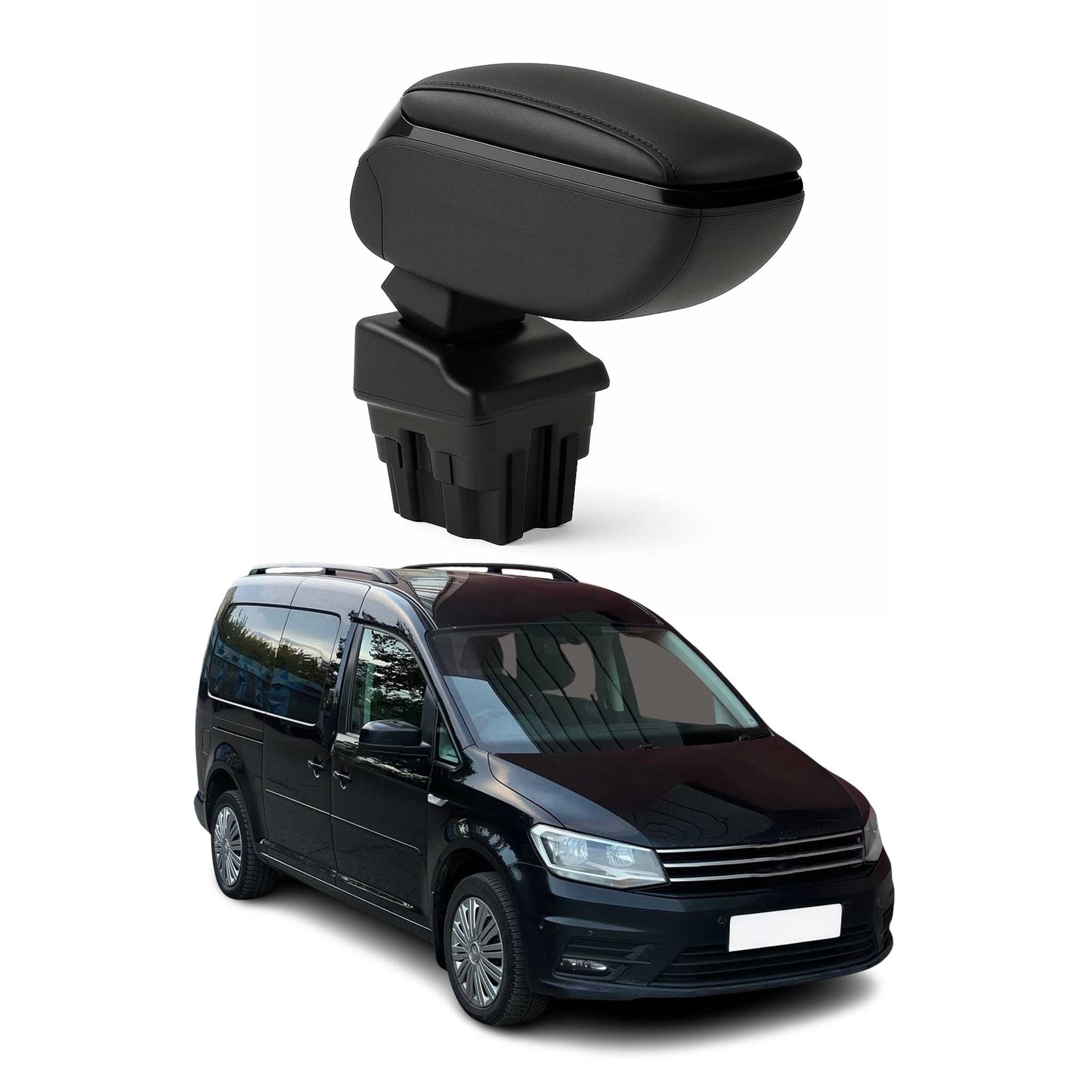 Armlehne Mittelarmlehne für VW Caddy 2003-2020 Touran 2003-2015 PU-Leder Schwarz