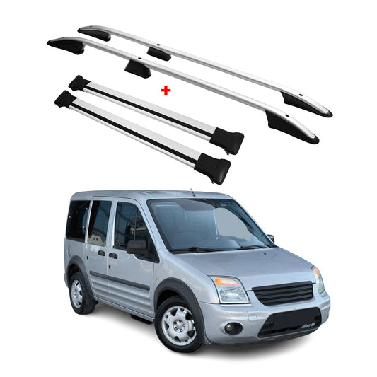Dachreling + Dachträger für Ford Connect 2002-2014 Kurzer Aluminium Silber 4x