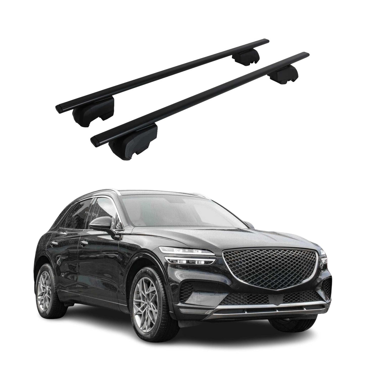 Dachträger Grundtäger für Genesis GV60 2022-2025 75kg Metall Schwarz 2 tlg