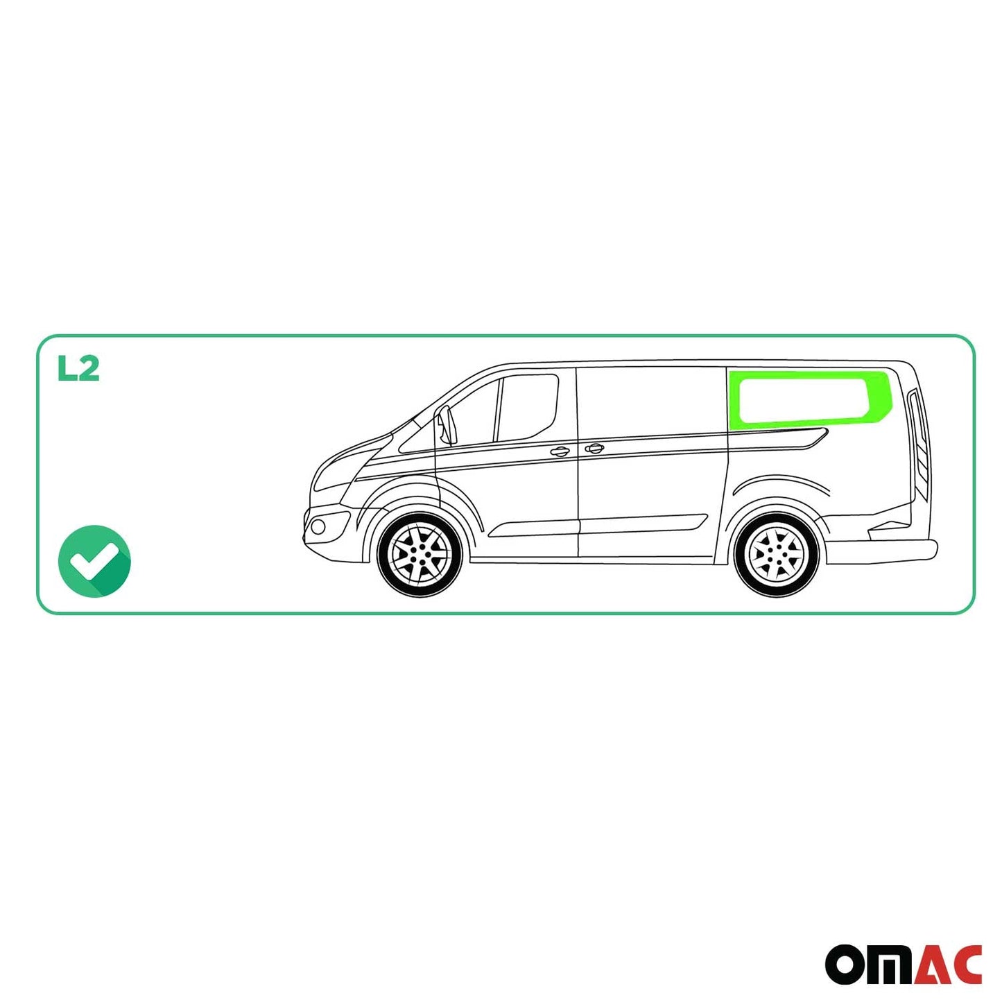 Geam lateral spate pentru Ford Transit Custom 2013-2024, ușă glisantă stânga L2