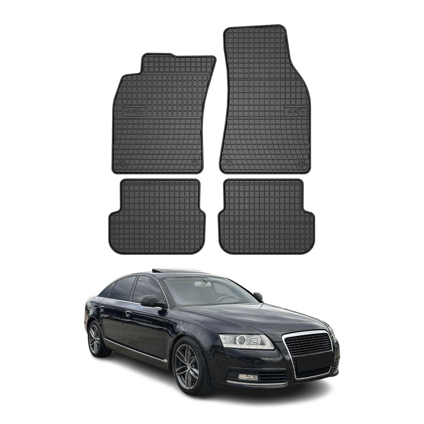 OMAC Gummi Fußmatten für Audi A6 Limo Allroad Avant 2008-2011 Matten Schwarz 4x