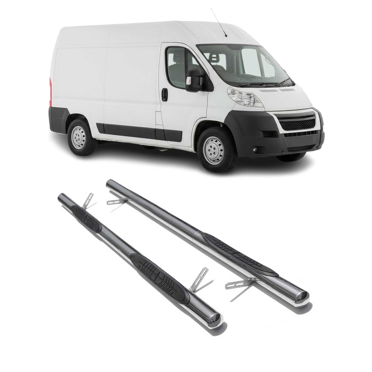 Trittbretter Schwellerrohre für Peugeot Boxer 2006-2014 L1 Ø70mm Edelstahl Chrom