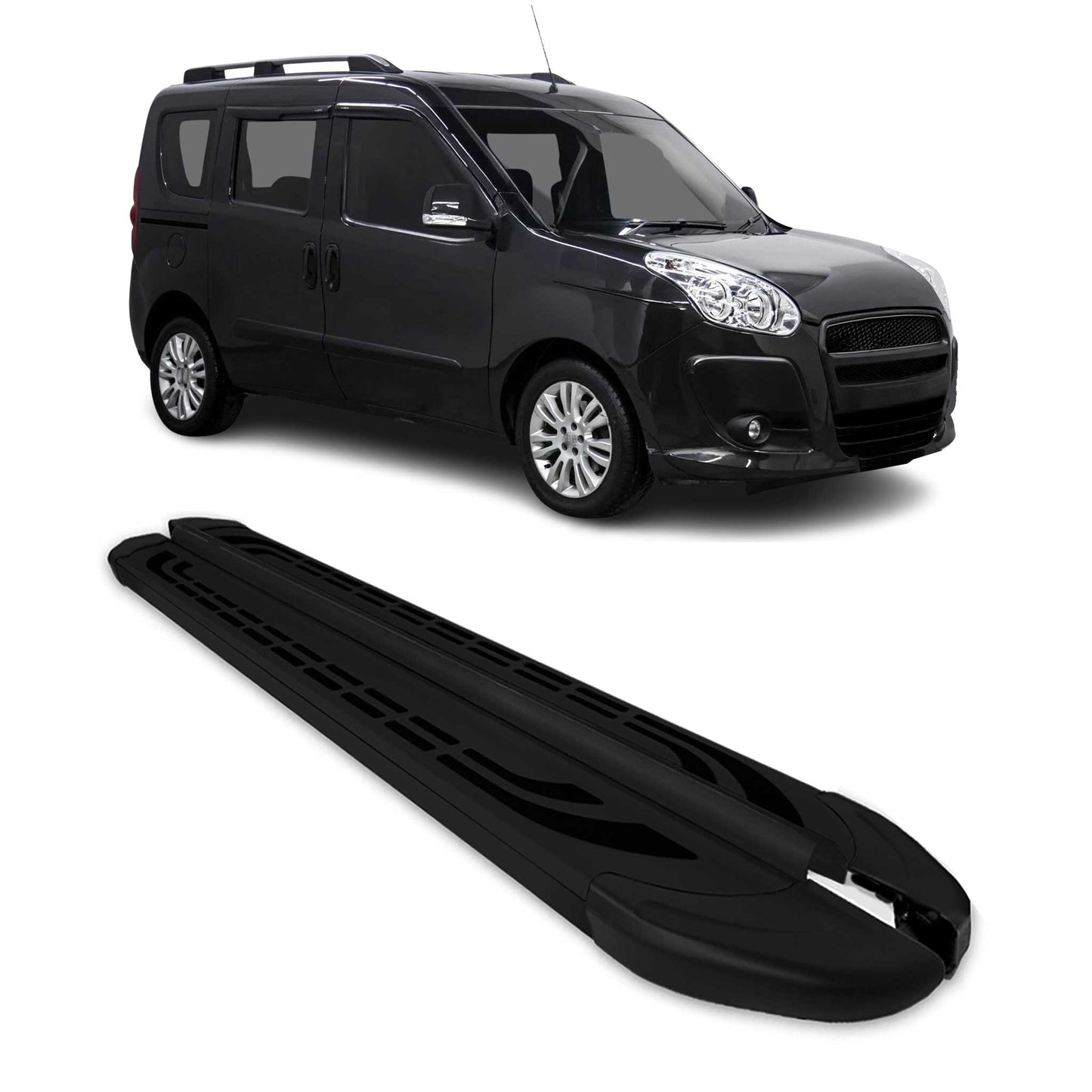 Trittbretter Seitenschweller für Fiat Doblo L1 Kurzer 2010-2021 Alu Schwarz