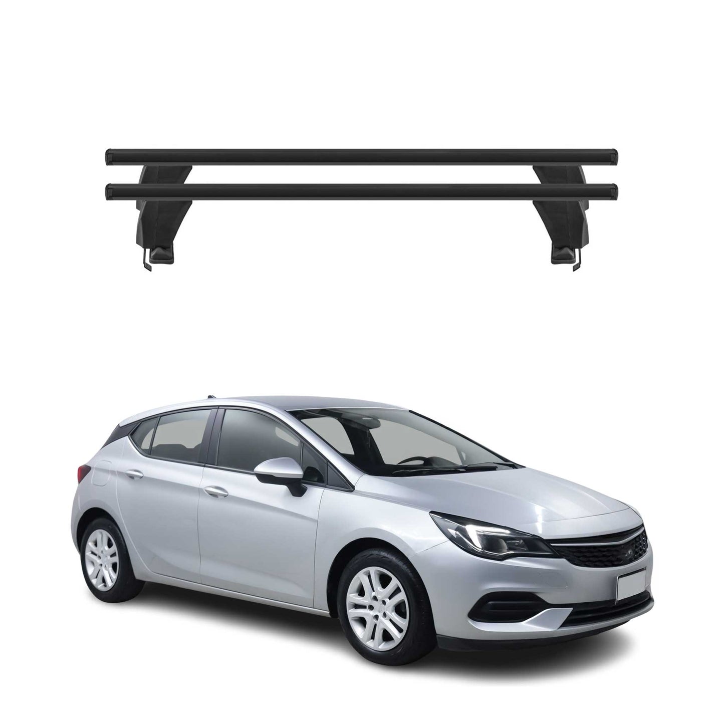 Menabo Dachträger Grundtäger für Opel Astra K 2015-2021 50kg Alu Schwarz 2 tlg