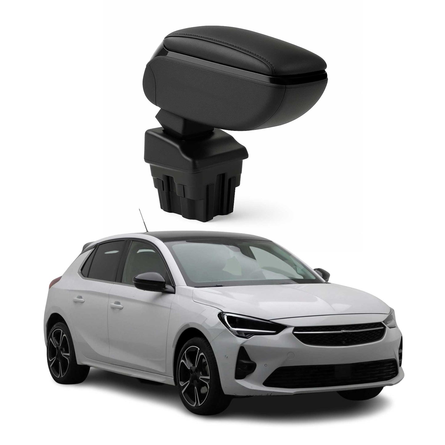 Armlehne Mittelarmlehne für Opel Corsa F 2019-2025 PU-Leder ABS Schwarz