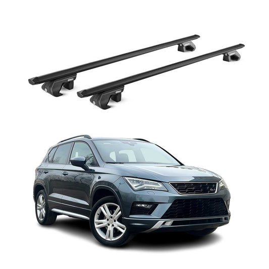 Portbagaj de plafon pentru Seat Ateca 2016-2025 5 uși 90 kg aluminiu negru 2 piese ABE