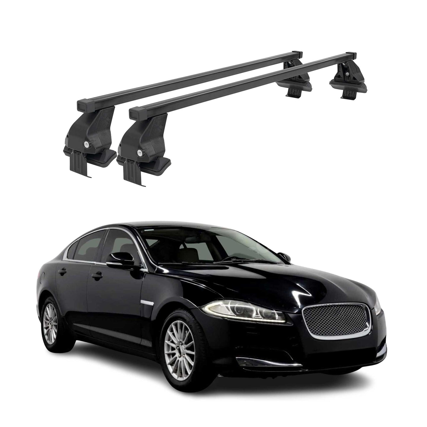 Menabo Dachträger Grundtäger für Jaguar XF X250 2008-2015 50kg Stahl Schwarz 2x