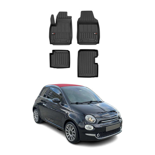 Covorașe auto Fiat 500 Hybrid 2020-2025, TPE, negre, 4 buc.