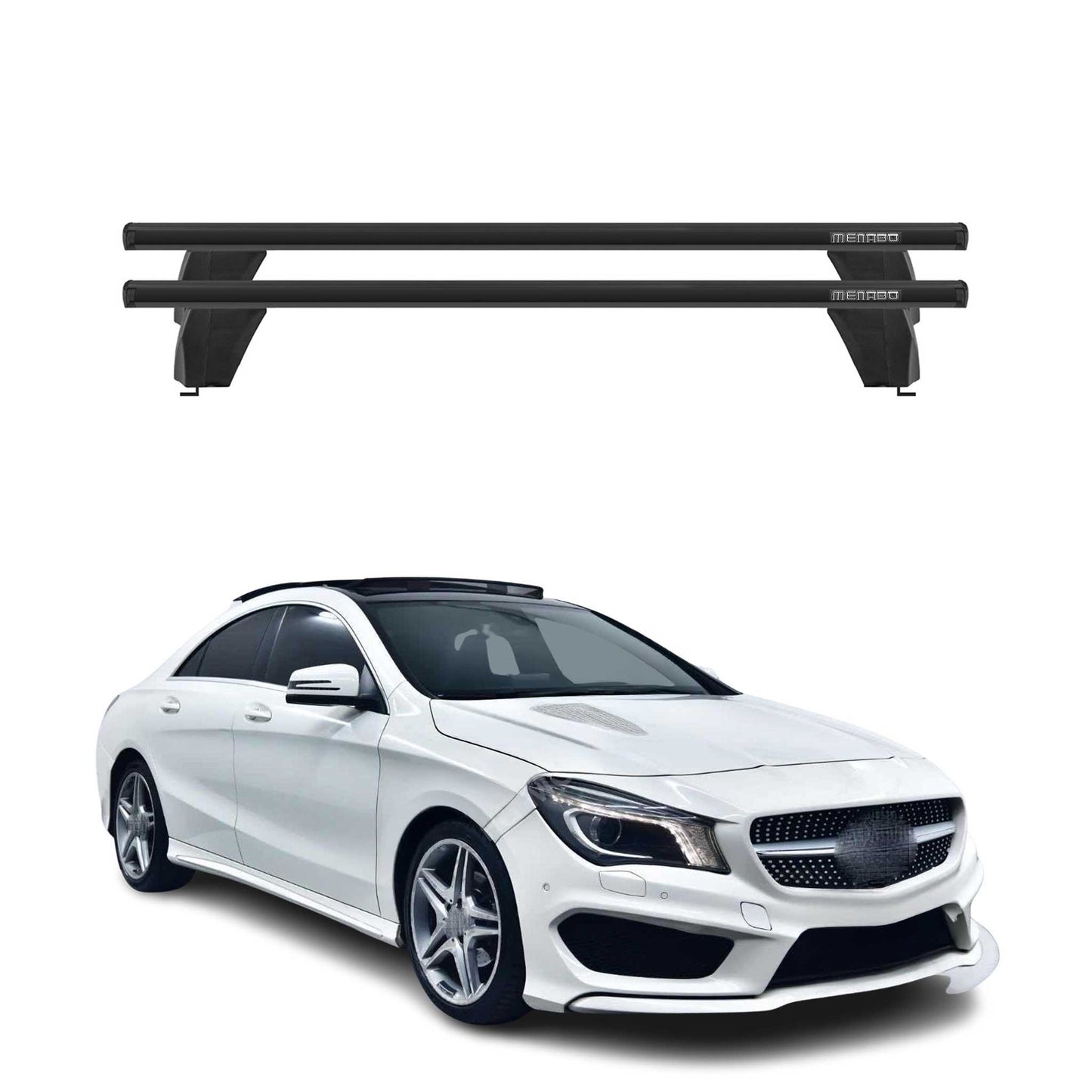 Menabo Dachträger Grundtäger für Mercedes CLA C117 2013-2019 75kg Alu Schwarz 2x