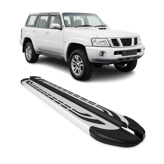 Trittbretter Seitenschweller Seitenbretter für Nissan Patrol 2010-2022 Alu Grau