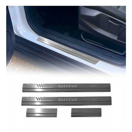 Ornamente prag uși, oțel inoxidabil, argintiu, set 4 piese pentru Ford Focus