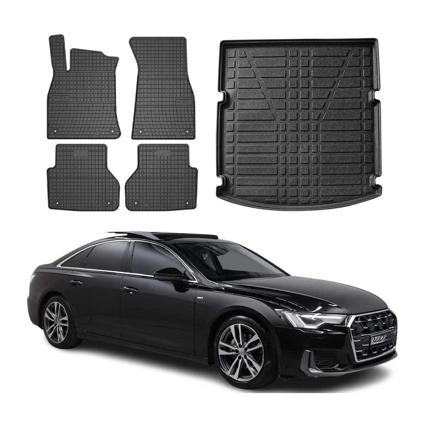 Fußmatten & Kofferraumwanne Set für Audi A6 Limo C8 2018-2025 Gummi 5x
