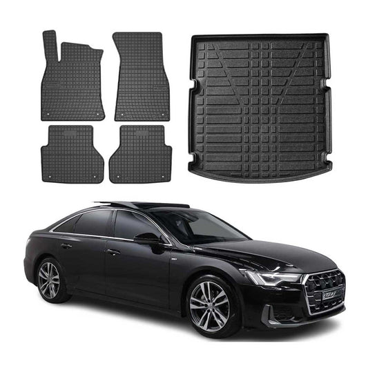 Fußmatten & Kofferraumwanne Set für Audi A6 Limo C8 2018-2025 Gummi 5x