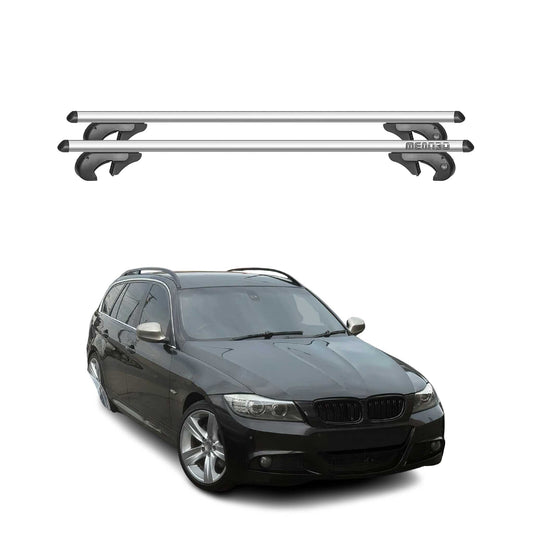 Menabo Dachträger Grundtäger für BMW 3er E91 Touring 2005-2012 90kg Alu Grau 2x