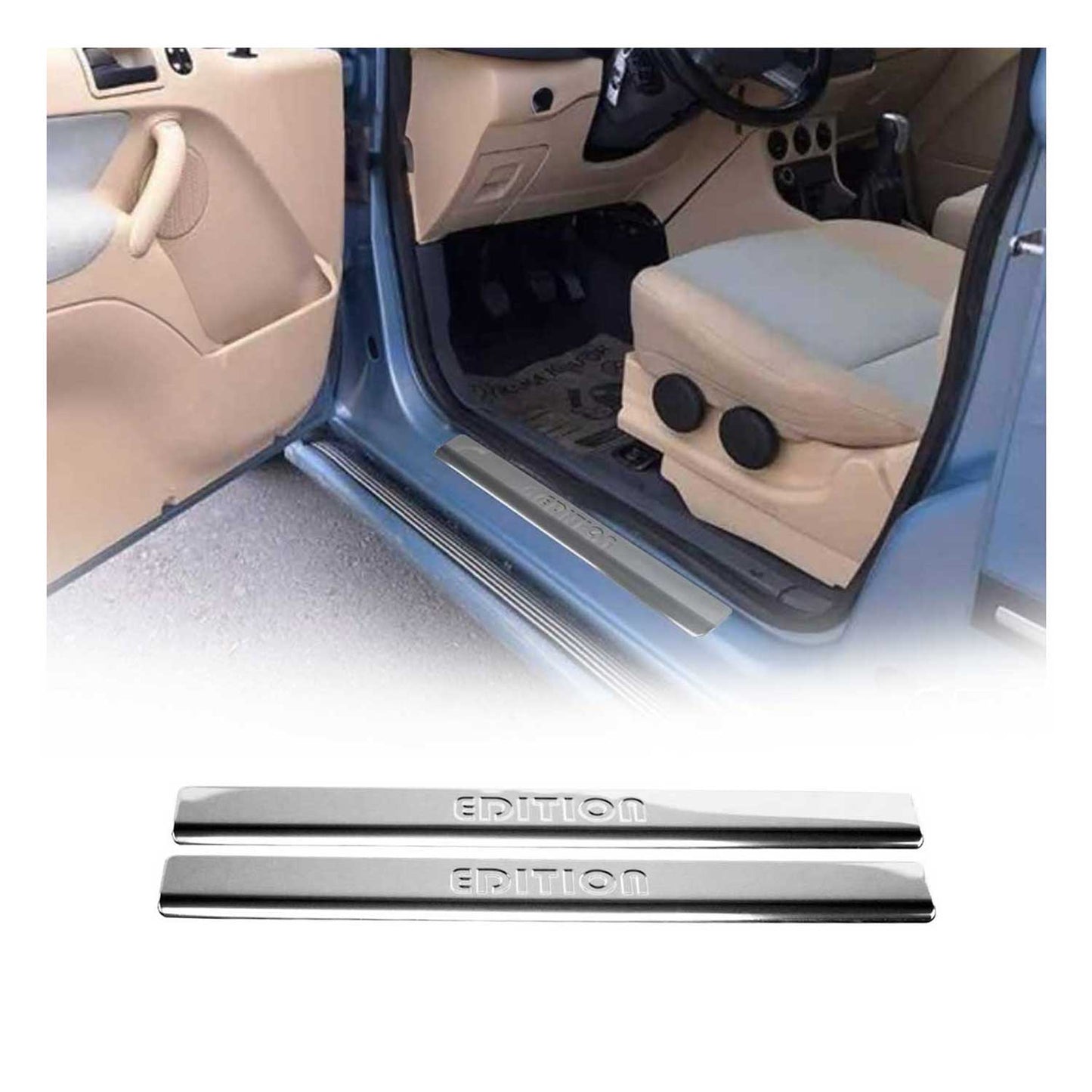 Ornamente prag uși pentru VW Polo 2009-2017, oțel inoxidabil, argintiu, 2x